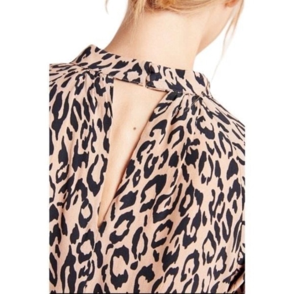 ANTHROPOLOGIE Mock Neck Cheetah Print Midi Dress - Picture 4 of 15